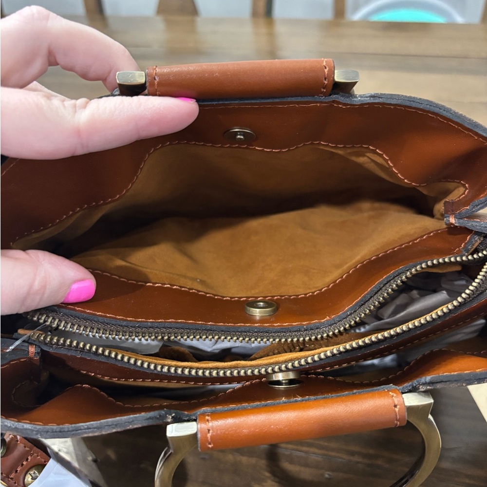 Patricia Nash Empoli Rose Tooled Leather Satchel - Picture 8 of 13